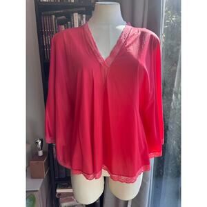 Vintage Red Nylon Butterfly Neglige Top *Missing Belt Women's M/L